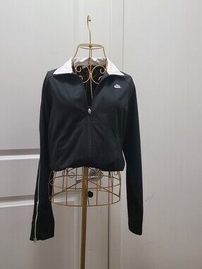 Nike Black Track Bomber Jacket with White Collar